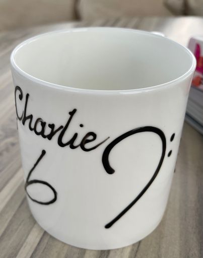personalised hand painted music mug