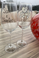 15th Wedding Anniversary Wine Glasses: (Flower)