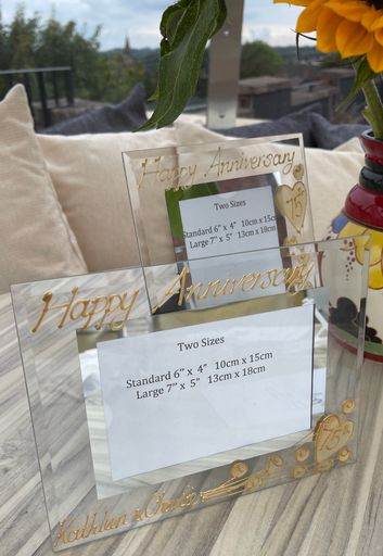 75th Oak Wedding Anniversary Gift Photo: Frame Portrait (Flower)