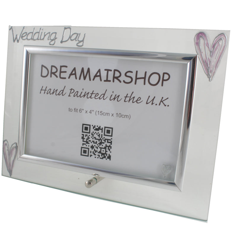 Wedding Day Photo Frame Land Silver/Lilac Hearts