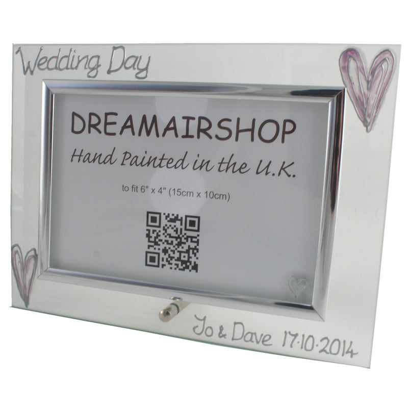 Personalised Wedding Day Photo Frame Silver/Lilac Hearts