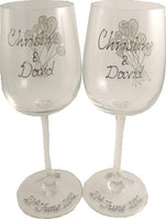 45th Wedding Anniversary Stemless Wine: Glasses and Frame Gift Set (Flower)