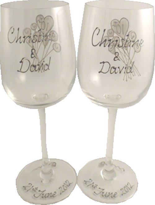 45th Wedding Anniversary Stemless Wine: Glasses and Frame Gift Set (Flower)