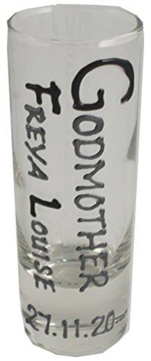Personalised Godmother Gift Shot Glass: (Black/Silver)
