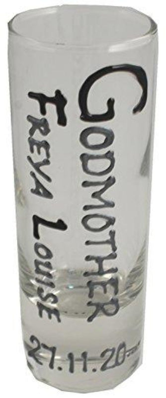 Personalised Godmother Gift Shot Glass: (Black/Silver)