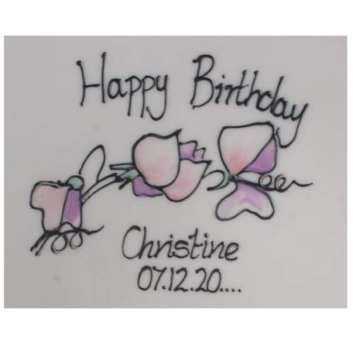 70th Birthday Gift Signature Plate: Square (Sweet Pea)