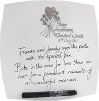 10th Wedding Anniversary Signature Plate: (Flower/Sq)