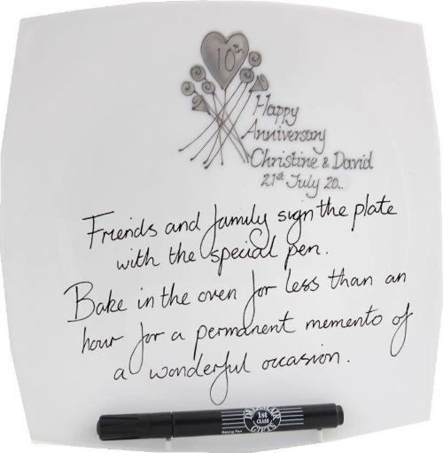10th Wedding Anniversary Signature Plate: (Flower/Sq)