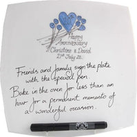 Personalised 20th Wedding Anniversary Plate (Flower/Sq) Signature