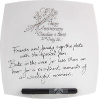 25th Wedding Anniversary Signature Plate: (Flower/Sq)