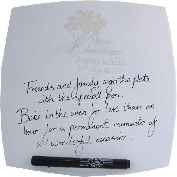 30th Wedding Anniversary Signature Plate: (Flower/Sq)