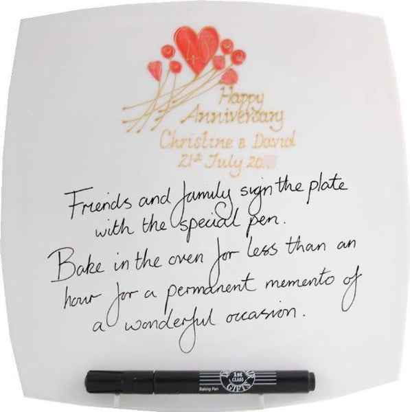40th Wedding Anniversary Signature Plate: (Flower/Sq)