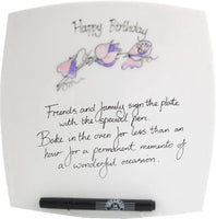 80th Birthday Gift Signature Plate: Square (Sweet Pea)