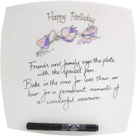 90th Birthday Gift Signature Plate: Square (Sweet Pea)