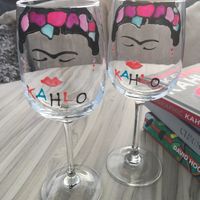 Frida Kahlo Luxury Wine Glass: with Crystals (Face) x 2
